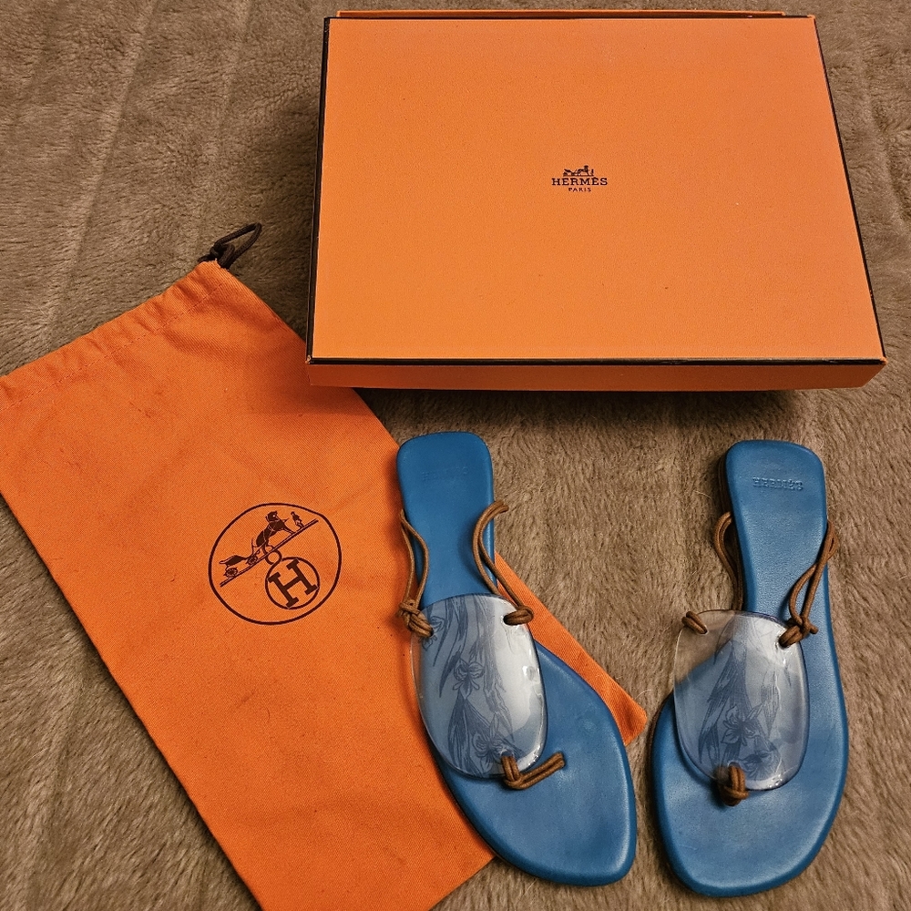 Hermes Egypte Sandals with original box, dust bag, and store label